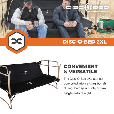 Disc-O-Bed 2XL Cam-O- Bunked Organizers Double Camping Cot, Black (Open Box) - VMInnovations