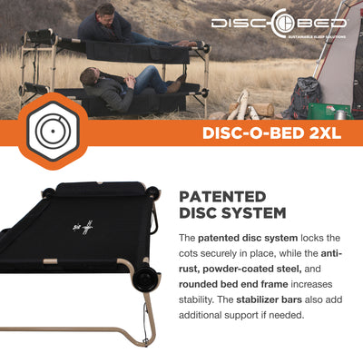 Disc-O-Bed 2XL Cam-O- Bunked Organizers Double Camping Cot, Black (Open Box) - VMInnovations