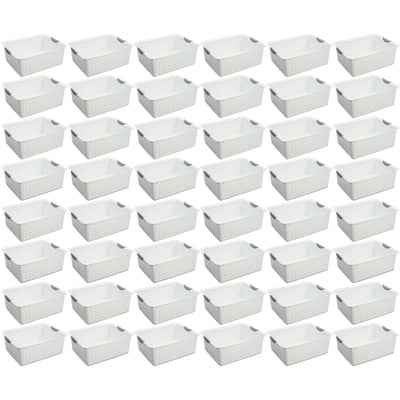 Sterilite Large Ultra Plastic Storage Bin Baskets with Handles, White, 48 Pack