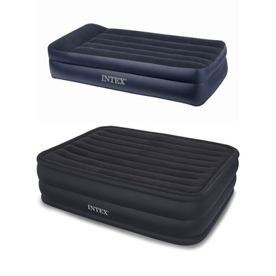 Intex Queen Airbed with Built-In Pump + Pillow Rest Twin Airbed w/ Built-In Pump
