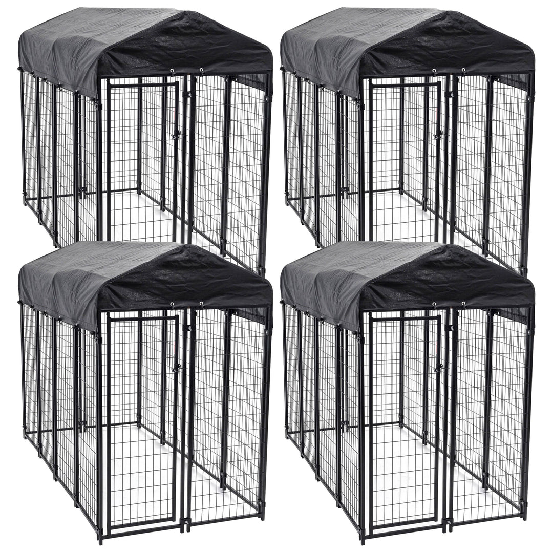 Lucky Dog Uptown Large Outdoor Covered Kennel Heavy Duty Dog Fence Pen (4 Pack)