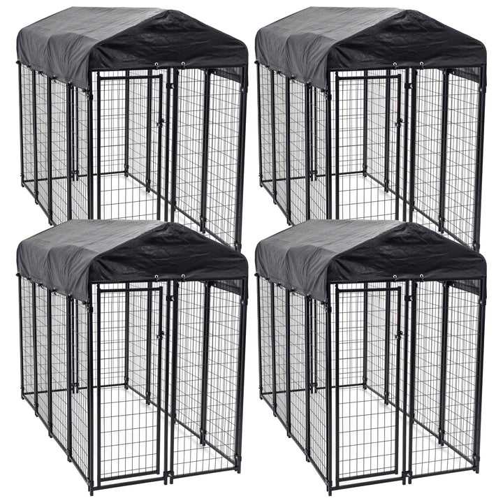 Lucky Dog Uptown Large Outdoor Covered Kennel Heavy Duty Dog Fence Pen (4 Pack)