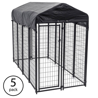 Lucky Dog Uptown Large Outdoor Covered Kennel Heavy Duty Dog Fence Pen (5 Pack)