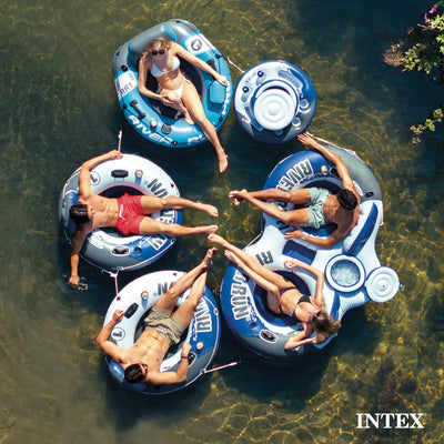Intex River Run Inflatable Double Rider Tube & 2 River Run Single Water Floats - VMInnovations