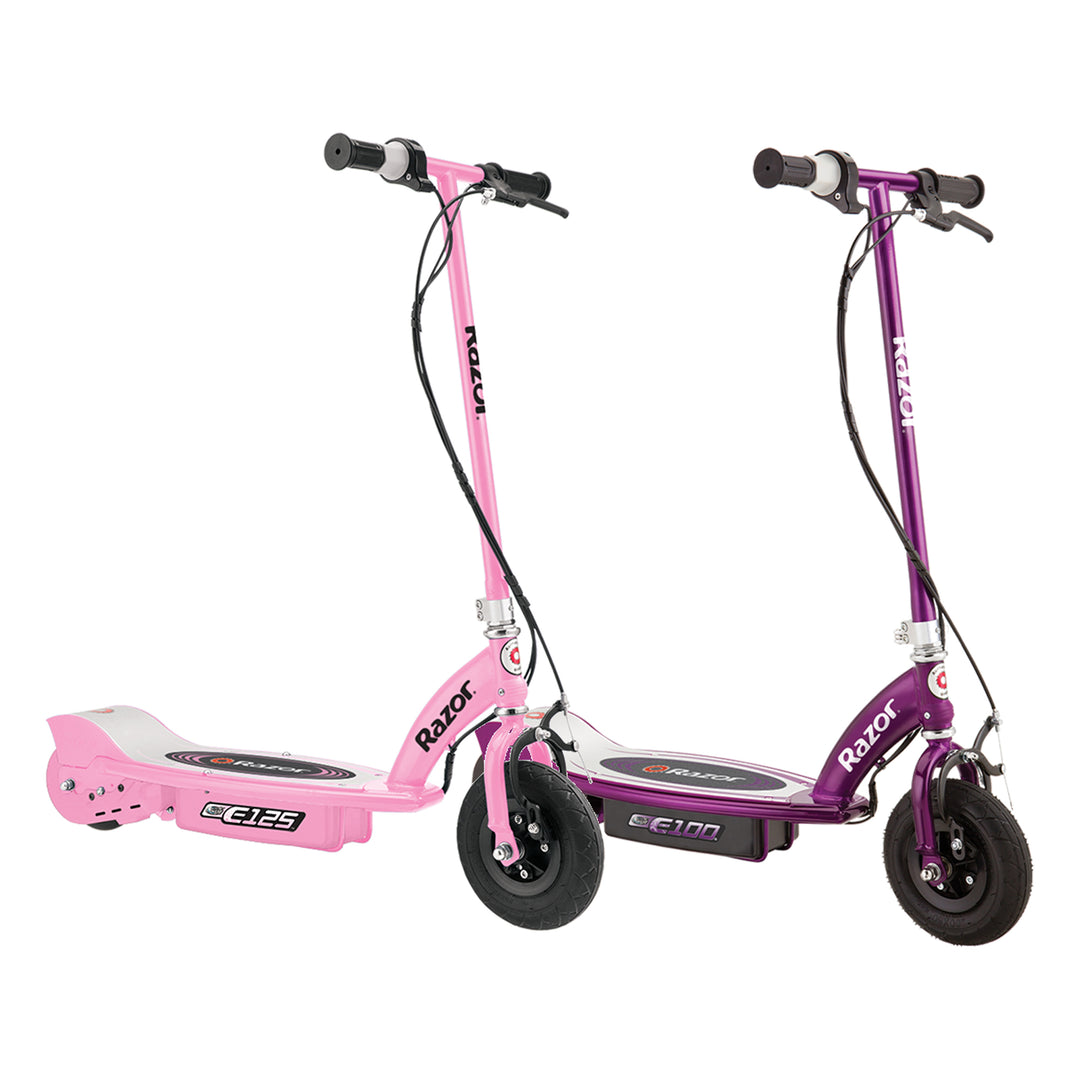 Razor Electric Rechargeable Motorized Ride On Kids Scooters, 1 Pink & 1 Purple