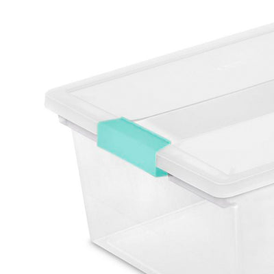 Sterilite Deep Clear Plastic Stackable Storage Bin w/ Clear Latch Lid, 16 Pack