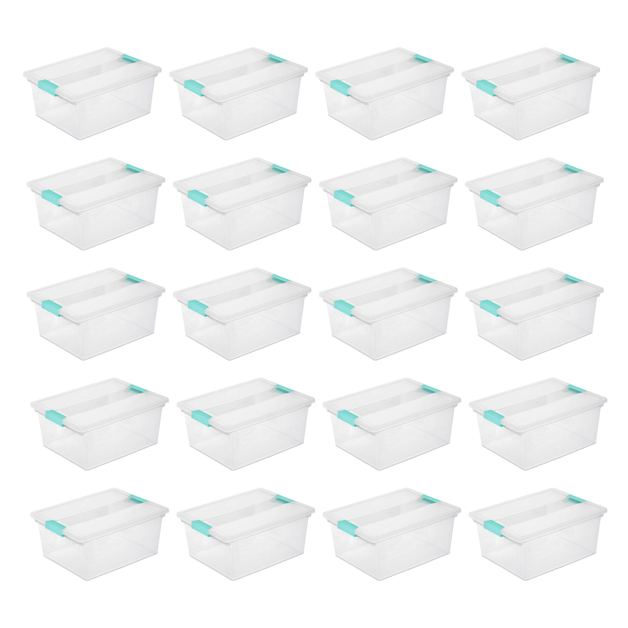 Sterilite Deep Clear Plastic Stackable Storage Bin w/ Clear Latch Lid, 20 Pack