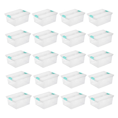Sterilite Deep Clear Plastic Stackable Storage Bin w/ Clear Latch Lid, 20 Pack