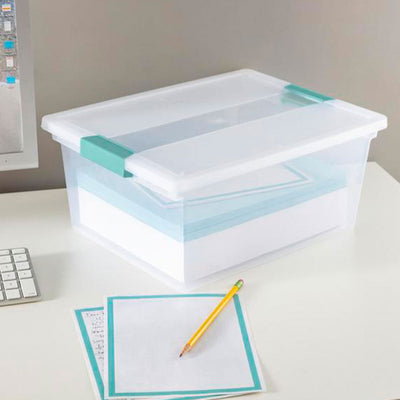 Sterilite Deep Clear Plastic Stackable Storage Bin w/ Clear Latch Lid, 20 Pack