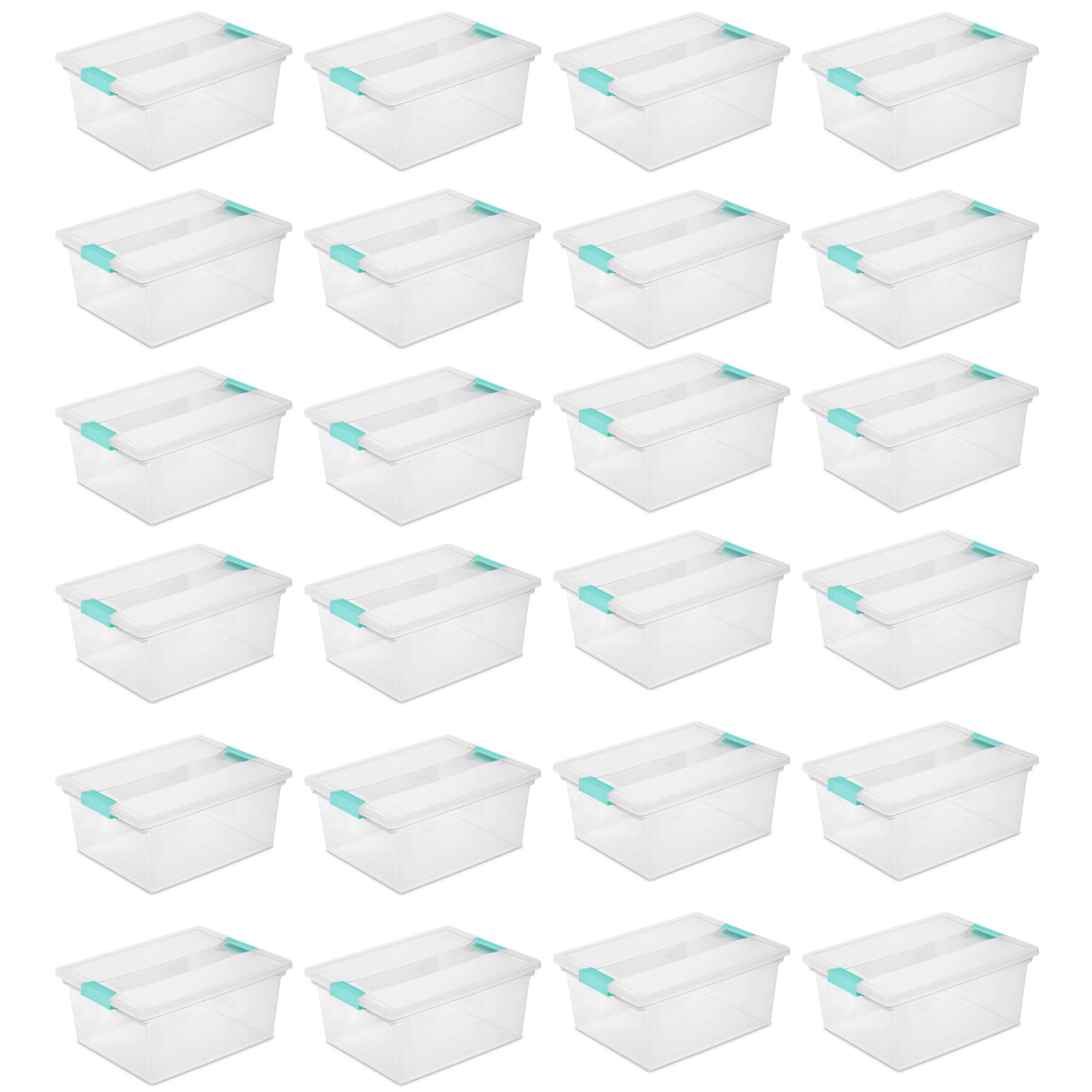 Sterilite Deep Clear Plastic Stackable Storage Bin w/ Clear Latch Lid, 24 Pack