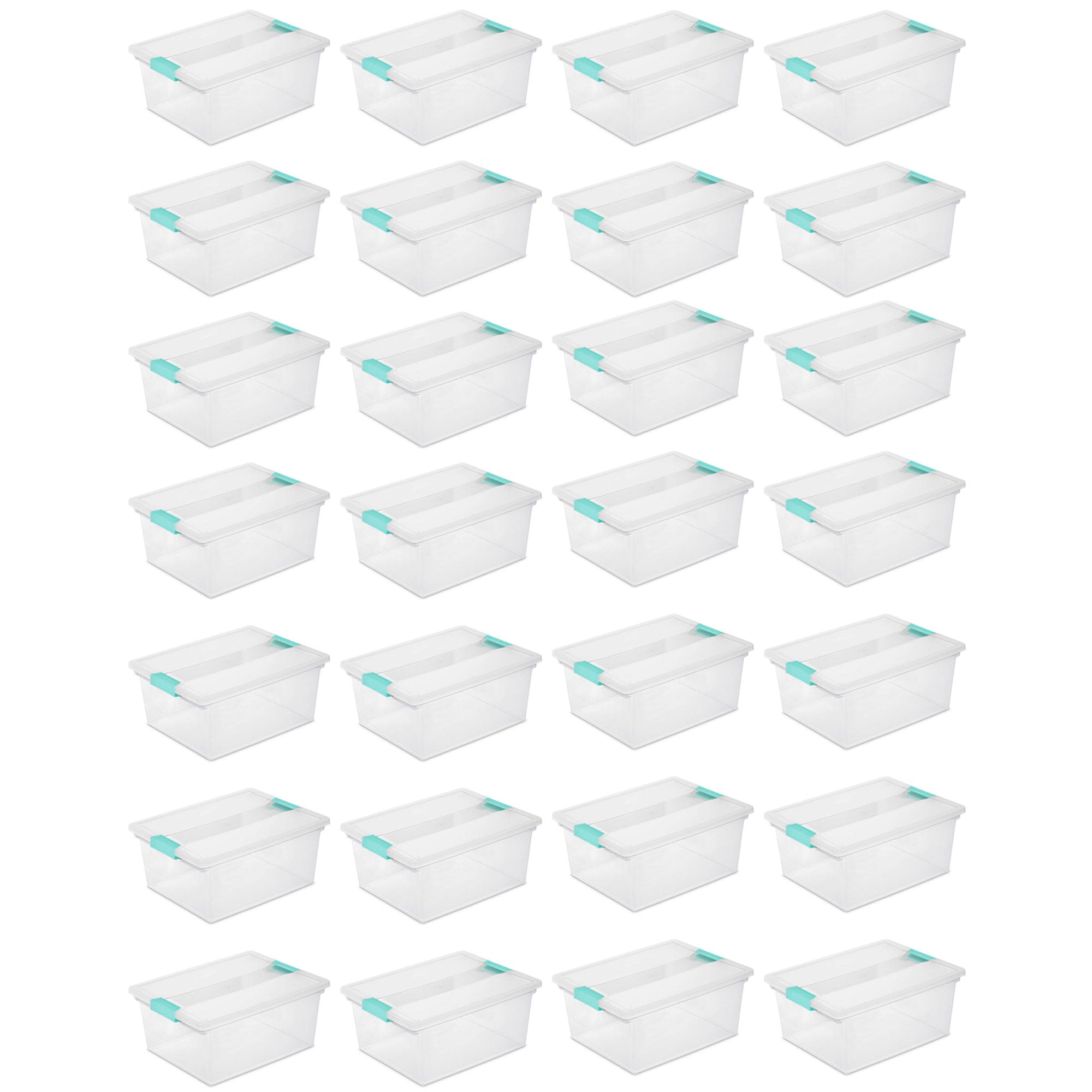 Sterilite Deep Clear Plastic Stackable Storage Bin w/ Clear Latch Lid, 28 Pack