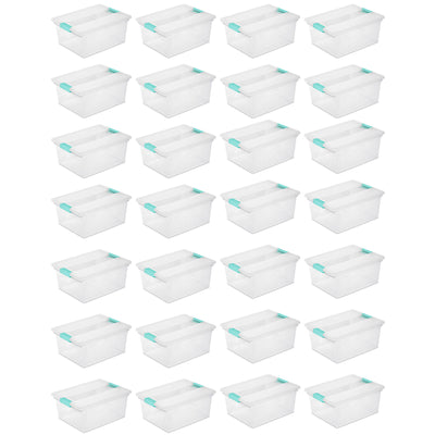 Sterilite Deep Clear Plastic Stackable Storage Bin w/ Clear Latch Lid, 28 Pack