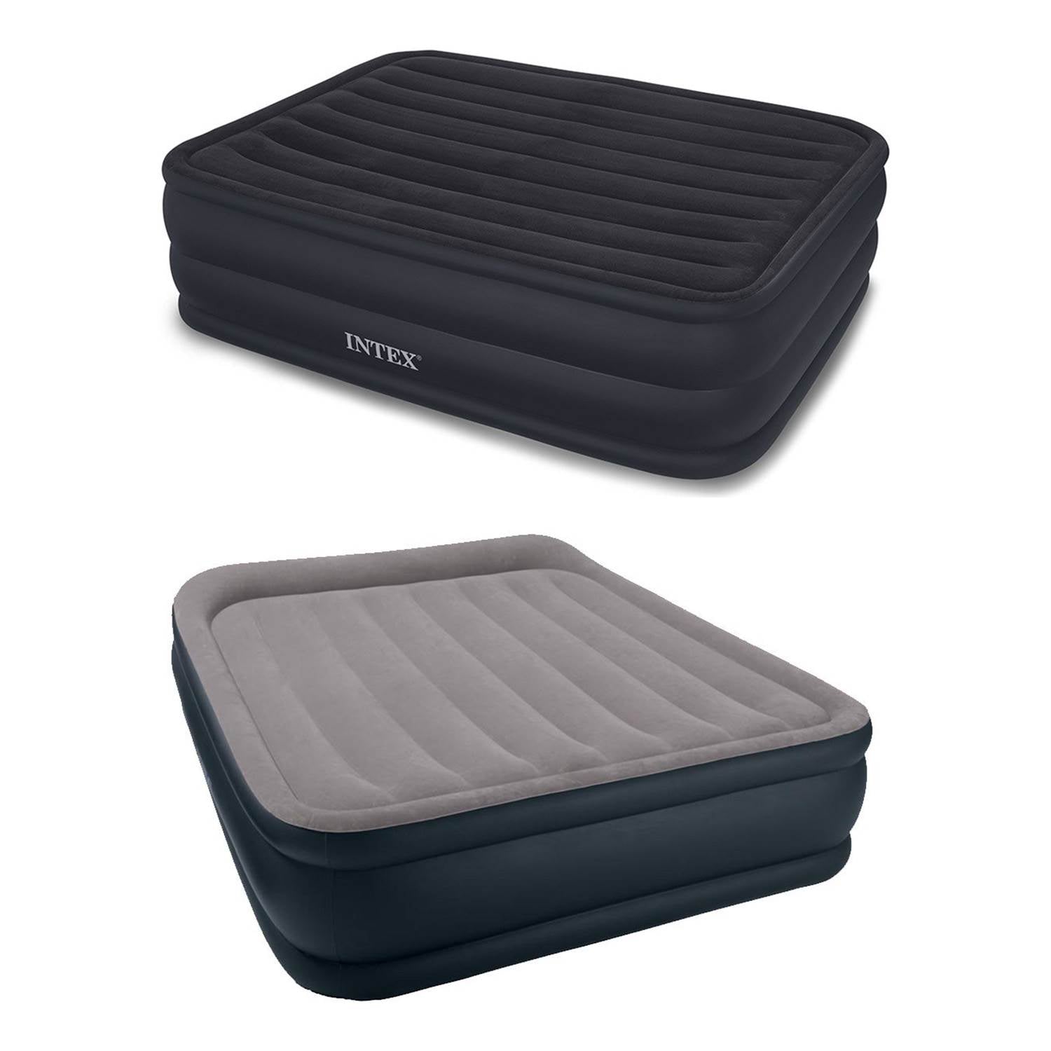 Intex Queen Raised Airbed with Built-In Pump + Deluxe Pillow Rest Queen Airbed