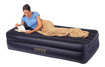 Intex Pillow Rest Twin Size Raised Pillow Air Mattress Built-In Pump (100 Pack)