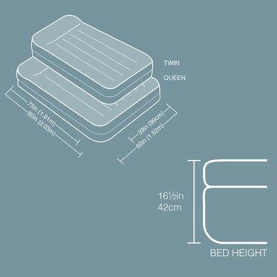 Intex Pillow Rest Twin Size Raised Pillow Air Mattress Built-In Pump (100 Pack)