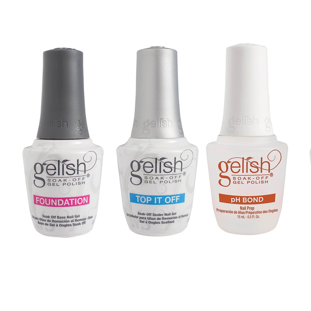 Gelish Mini Essentials & Colors Soak Off Gel Nail Polish Kit Bottles (9 Pack)