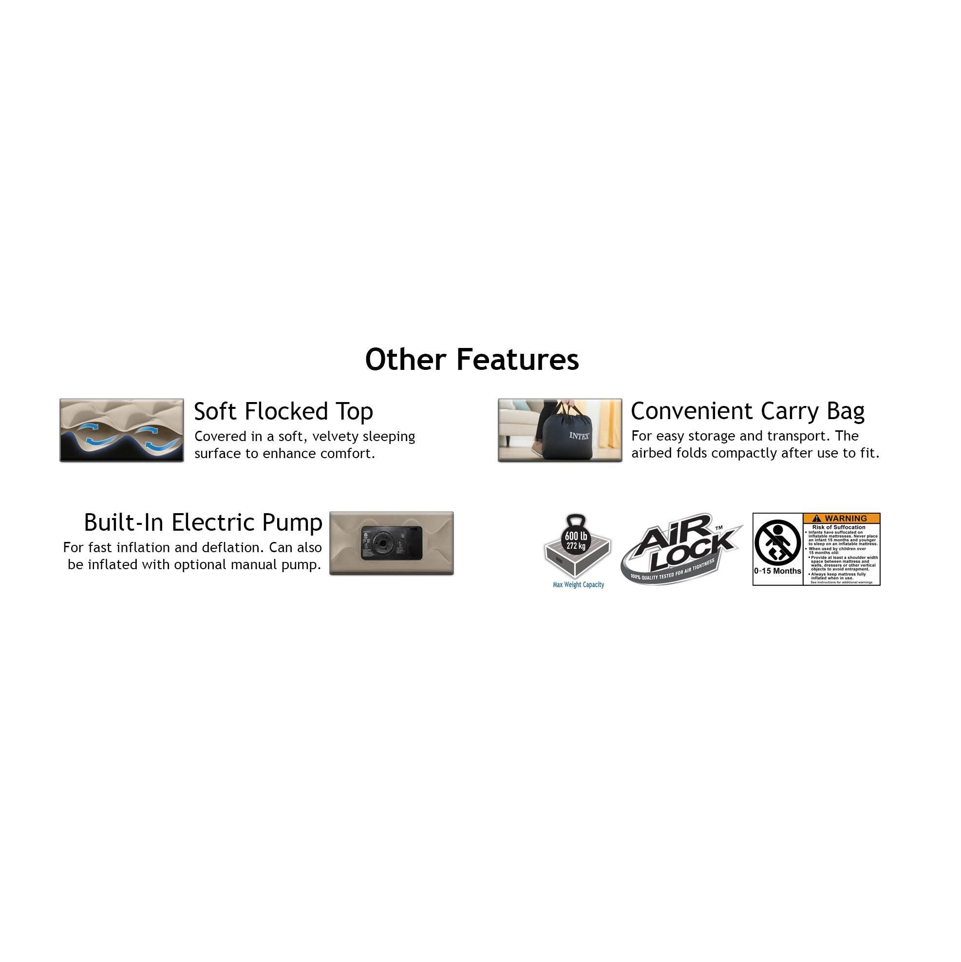 Intex Queen 20 Inch DuraBeam Supreme Air Flow Airbed Mattress with Pump (2 Pack)