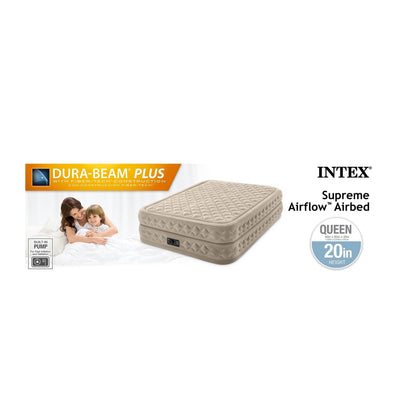 Intex Queen 20 Inch DuraBeam Supreme Air Flow Airbed Mattress with Pump (3 Pack)