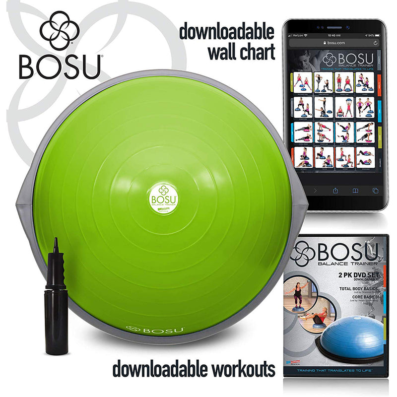 Bosu 65-Centimeter Non-Slip Travel-Size Home Gym Workout Balance Trainer, Green