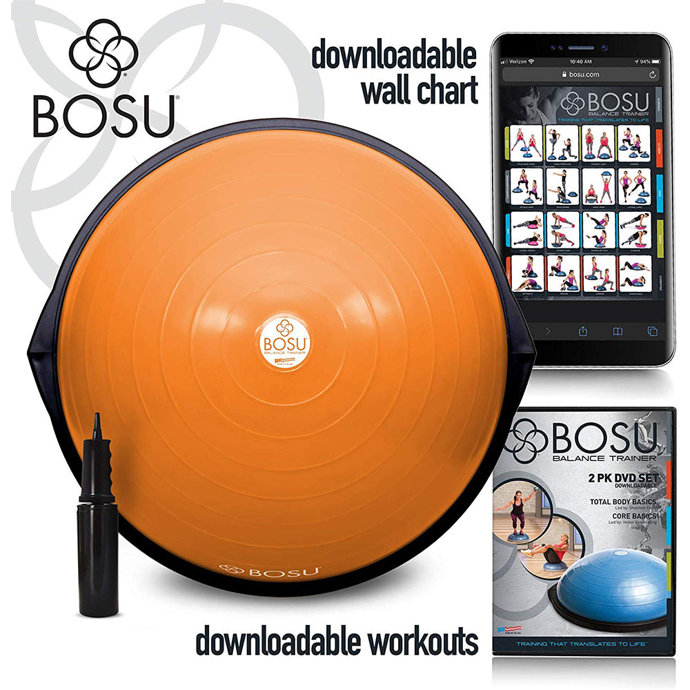 Bosu The Original Balance Trainer 65 cm Diameter, Orange and Black (Open Box) - VMInnovations