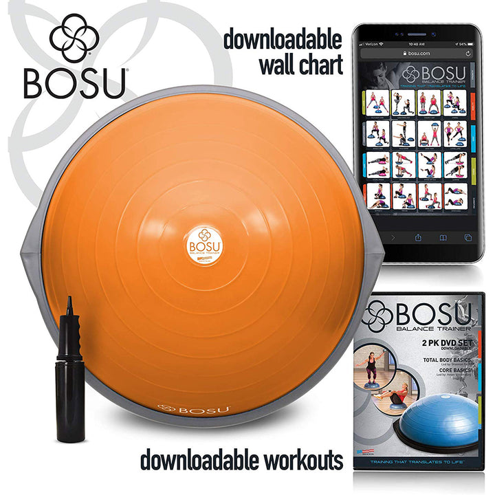 Bosu 72-10850 The Original Balance Trainer 65 cm Diameter Ball, Orange and Gray