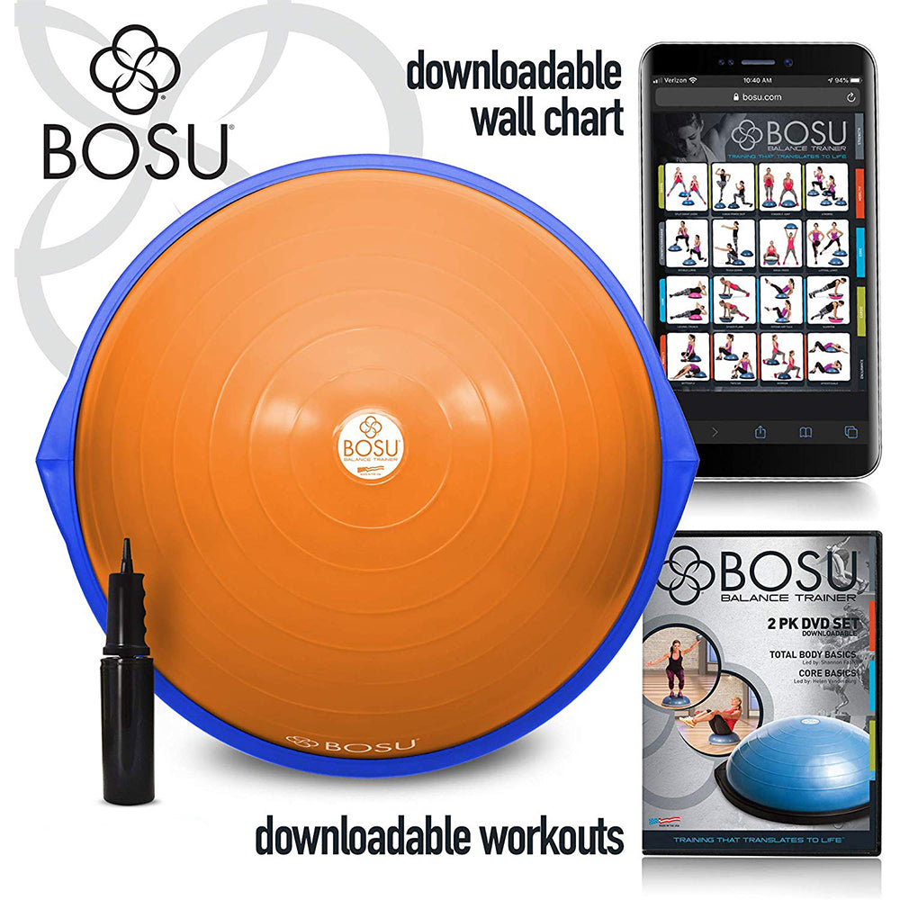 Bosu The Original Balance Trainer 65 cm Diameter Ball, Orange and Blue(Open Box)