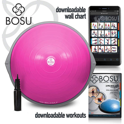 Bosu Home Gym The Original Balance Trainer 65 cm Diameter, Pink & Gray (Used) - VMInnovations