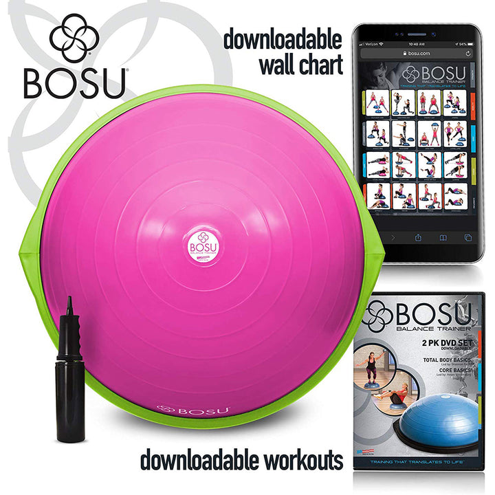 Bosu The Original Balance Trainer 65 cm Diameter, Pink and Lime Green (Open Box)