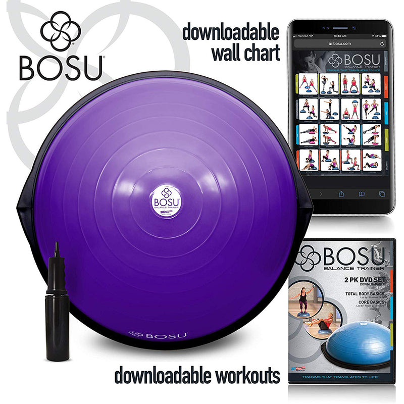 Bosu The Original Balance Trainer 65 cm Diameter, Black and Purple (Open Box)