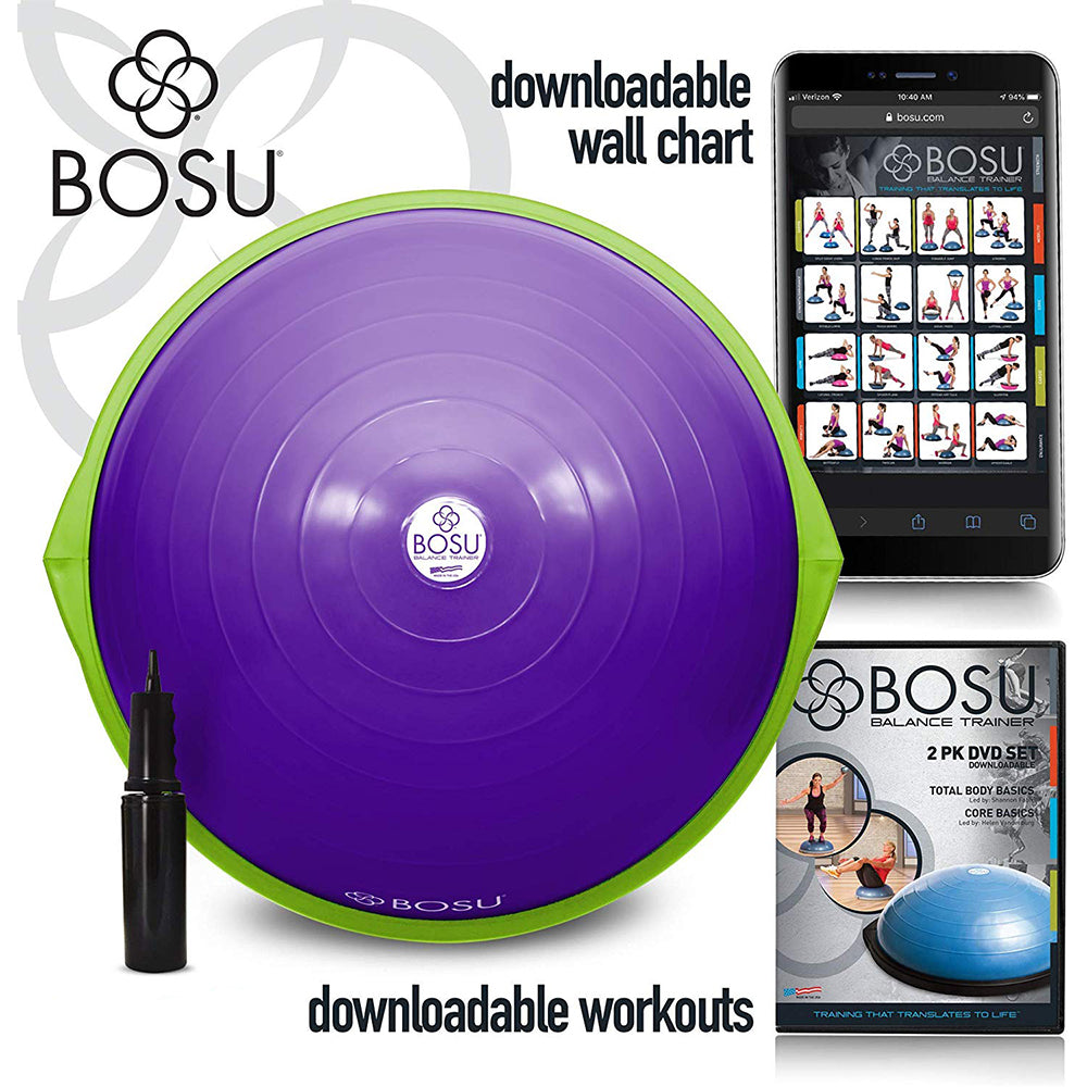 Bosu The Original Balance Trainer 65 cm Diameter, Purple and Green (Open Box) - VMInnovations