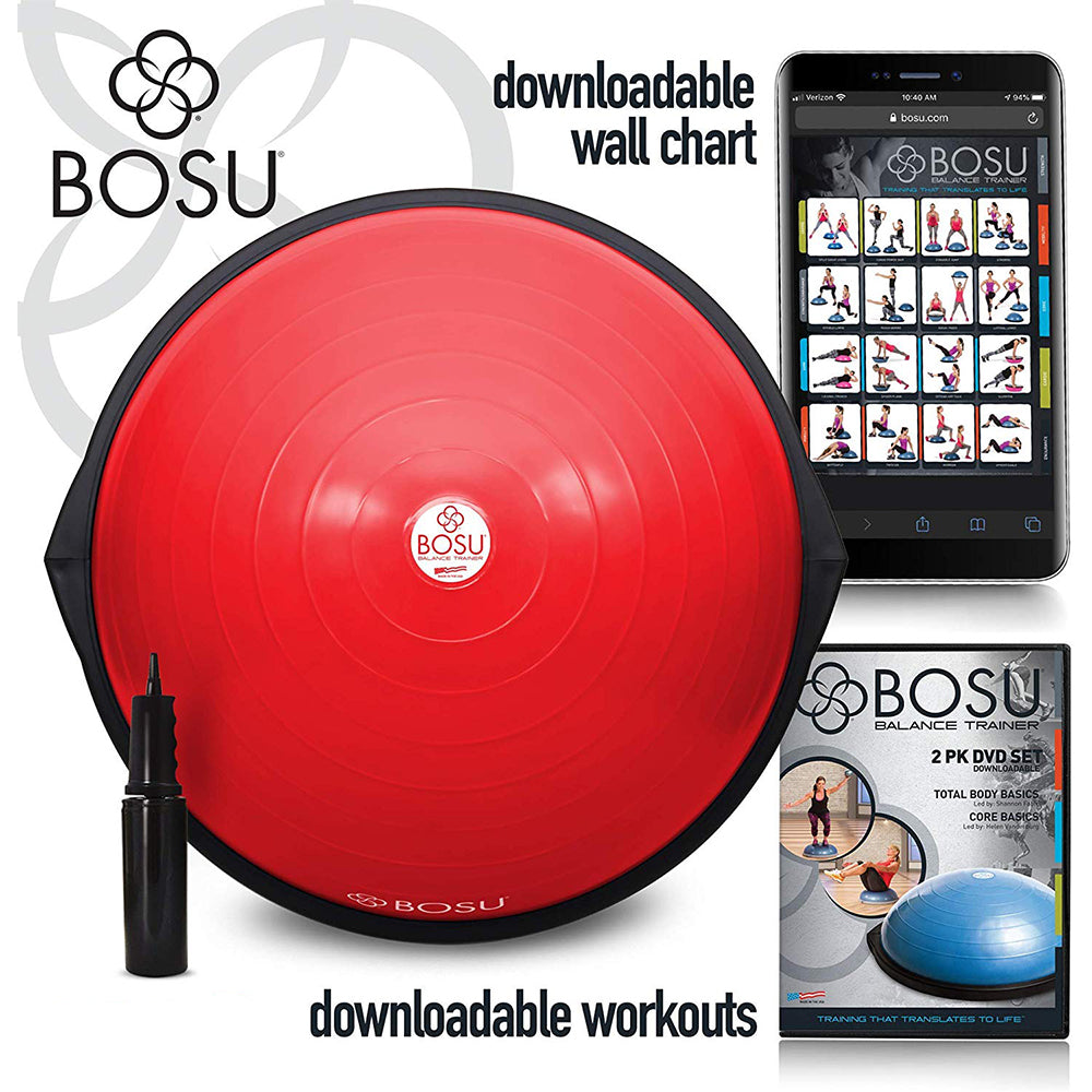 Bosu Home Gym The Original Balance Trainer 65 cm Diameter, Red & Black (Used) - VMInnovations
