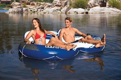 Intex River Run Inflatable 2 Person Pool Tube Float w/ Cooler + Single Float - VMInnovations