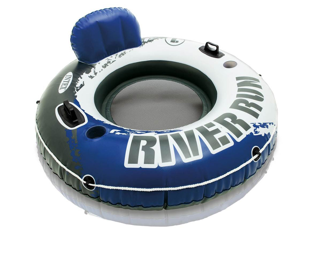 Intex River Run Inflatable 2 Person Pool Tube Float w/ Cooler + Single Float