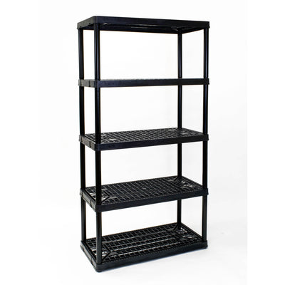 Gracious Living 5 Shelf Tier Shelf and Black Storage Box 20 Gal (7 Pack)