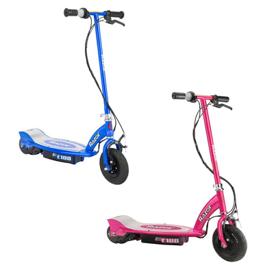 Razor E100 Kids Motorized 24 Volt Electric Powered Scooter, 1 Pink and 1 Blue