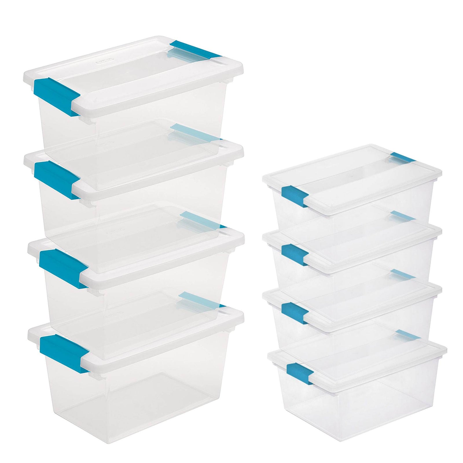 Sterilite Medium Clear Storage Tote, 4 Pack, & Large Clear Storage Tote, 4 Pack - VMInnovations