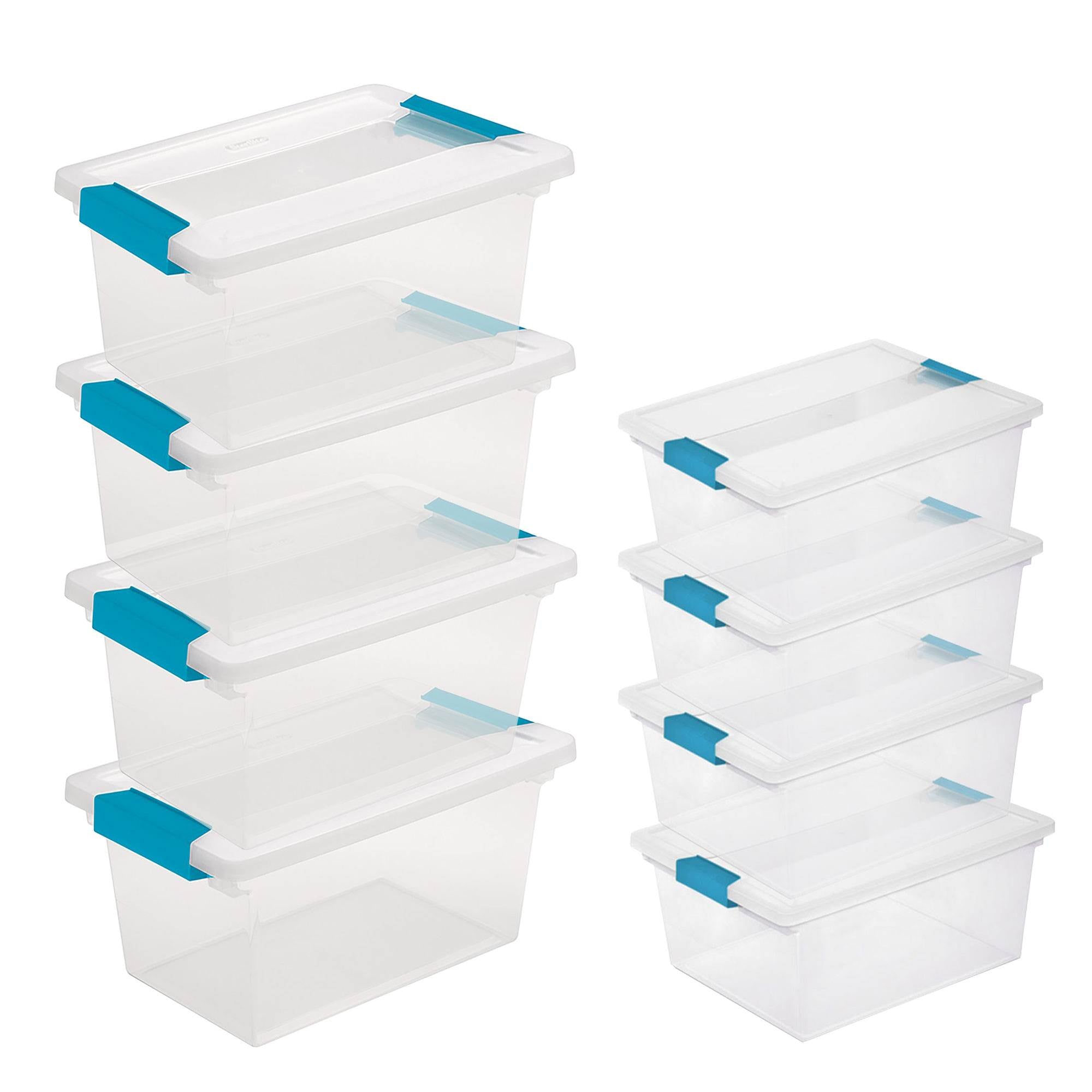Sterilite Medium Clear Storage Tote, 4 Pack, & Large Clear Storage Tote, 4 Pack - VMInnovations