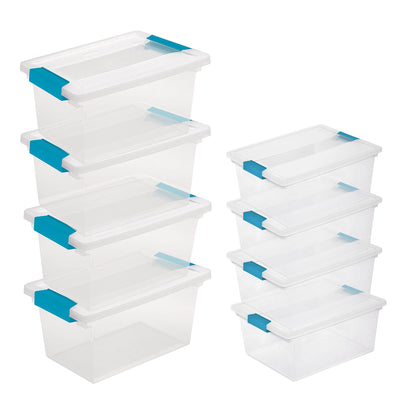 Sterilite Medium Clear Storage Tote, 4 Pack, & Large Clear Storage Tote, 4 Pack - VMInnovations