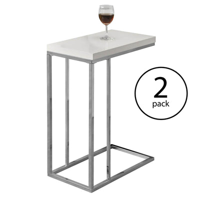 Monarch Specialties Contemporary Accent Rectangular Side Table, White (2 Pack)