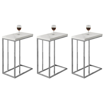 Monarch Specialties Contemporary Accent Rectangular Side Table, White (3 Pack)