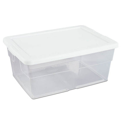 Sterilite 16 Quart Clear Plastic Stacking Storage Container Box w/ Lid, 132 Pack
