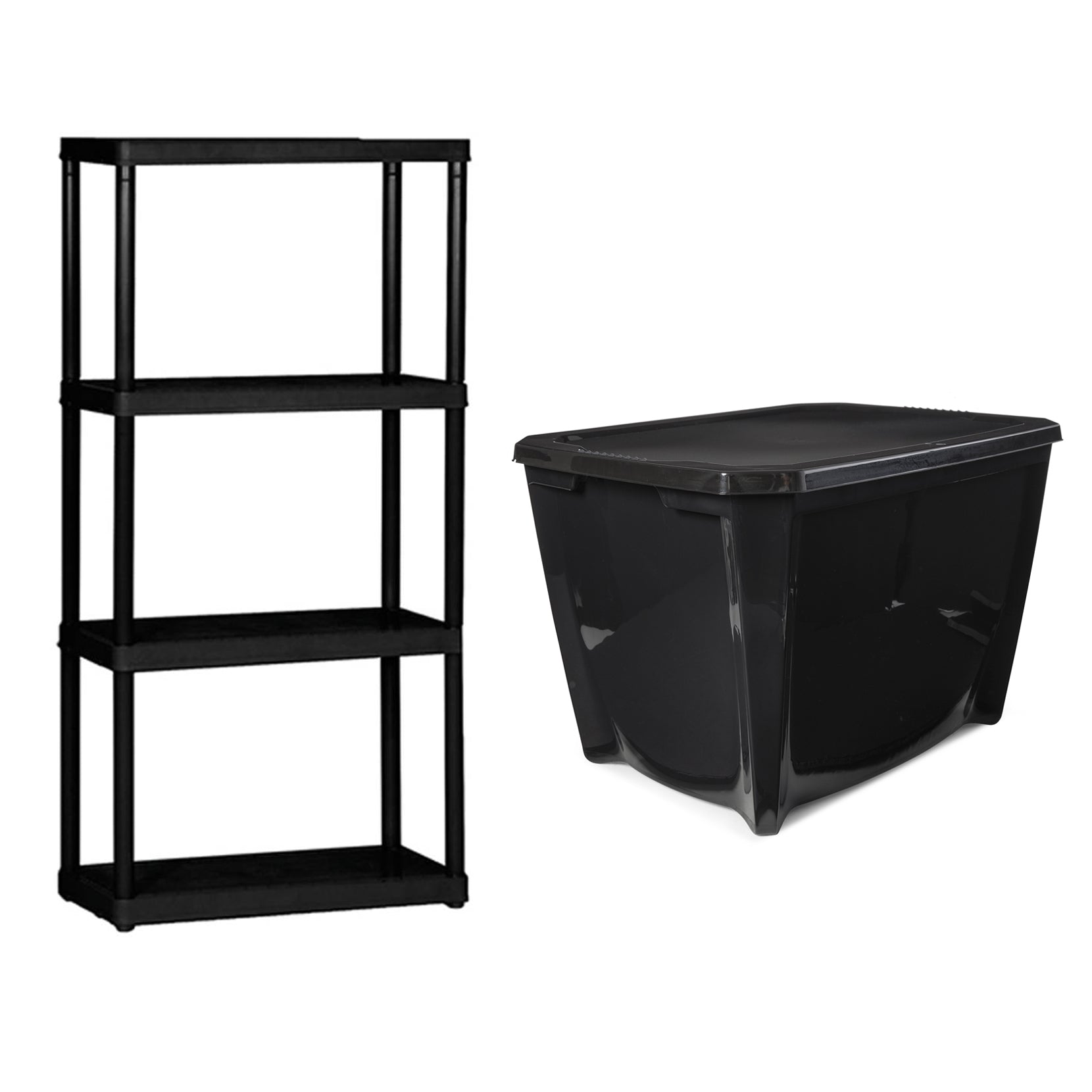 Gracious Living 4-Tier Shelf (2 Pack), Life Story Storage Box, 20 Gal (14 Pack) - VMInnovations