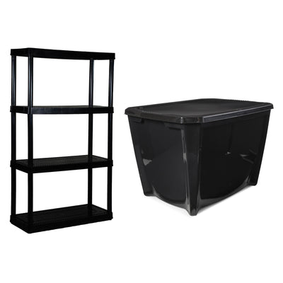 Gracious Living 4 Shelf, BlackLife Story Black Storage Box, 20 Gal (7 Pack)