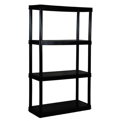 Gracious Living 4 Shelf, BlackLife Story Black Storage Box, 20 Gal (7 Pack)
