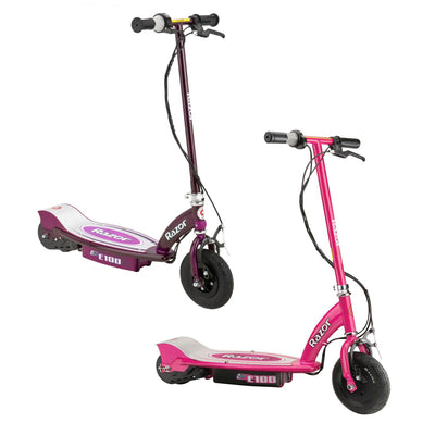 Razor E100 Kids Motorized 24 Volt Electric Powered Scooter, 1 Pink and 1 Purple