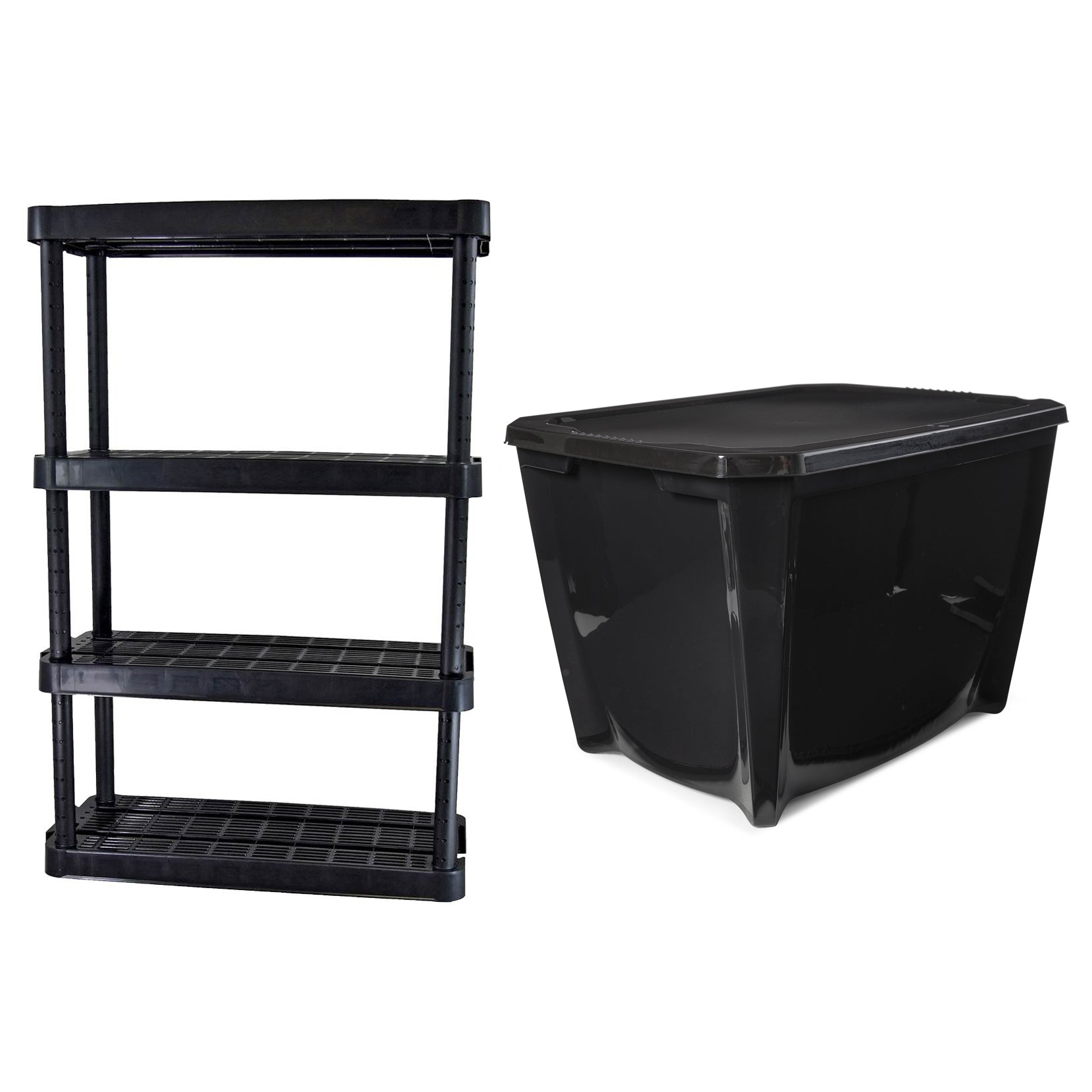Gracious Living Shelves (2 Pack), BlackLife Story Storage Box, 20 Gal (7 Pack) - VMInnovations