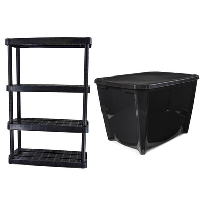 Gracious Living Shelves (2 Pack), BlackLife Story Storage Box, 20 Gal (7 Pack) - VMInnovations