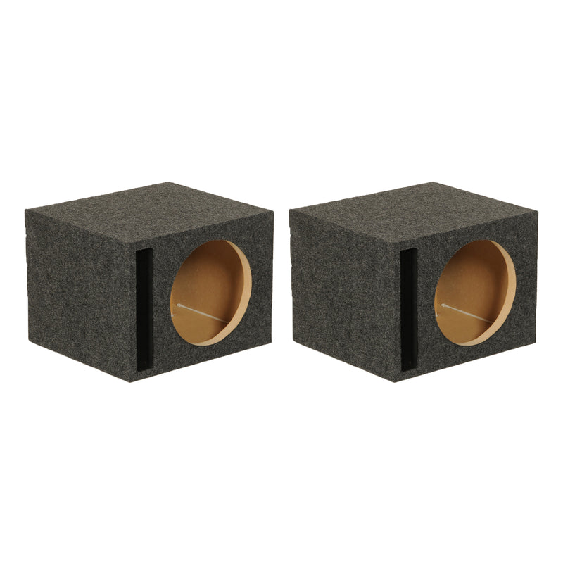 QPower QBASS Dual Vented 12 In Single Subwoofer Enclosure Box, Charcoal (2 Pack)