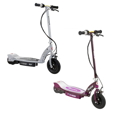 Razor E100 Kid Ride On 24V Motorized Electric Powered Scooters, Silver & Purple
