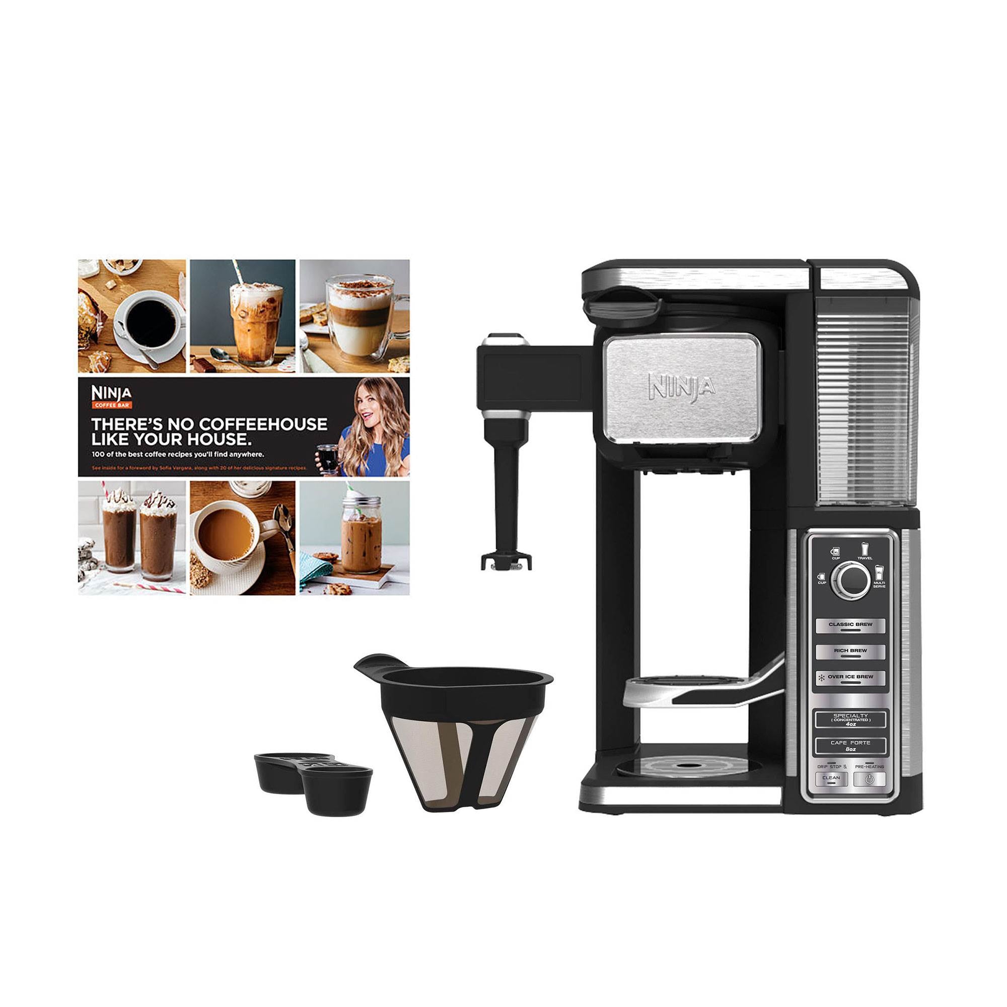 Ninja Single Serve Pod Free Auto IQ Coffee Maker Machine + 100 Recipe Cook Book